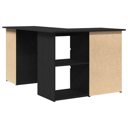vidaXL Bureau avec étagères Noir aspect chêne 145 x 100 x 76 cm