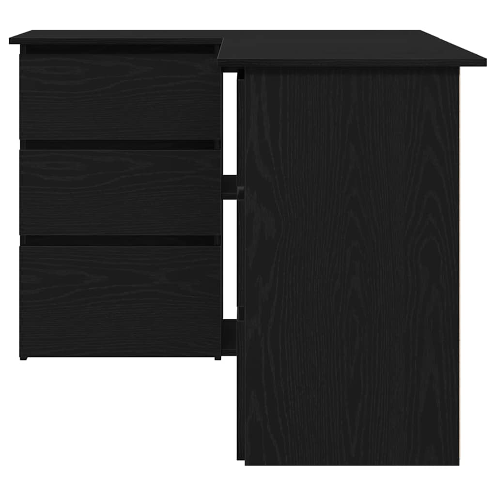 vidaXL Bureau avec étagères Noir aspect chêne 145 x 100 x 76 cm