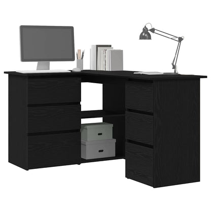 vidaXL Bureau avec étagères Noir aspect chêne 145 x 100 x 76 cm