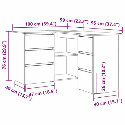 vidaXL Bureau avec étagères Noir aspect chêne 145 x 100 x 76 cm
