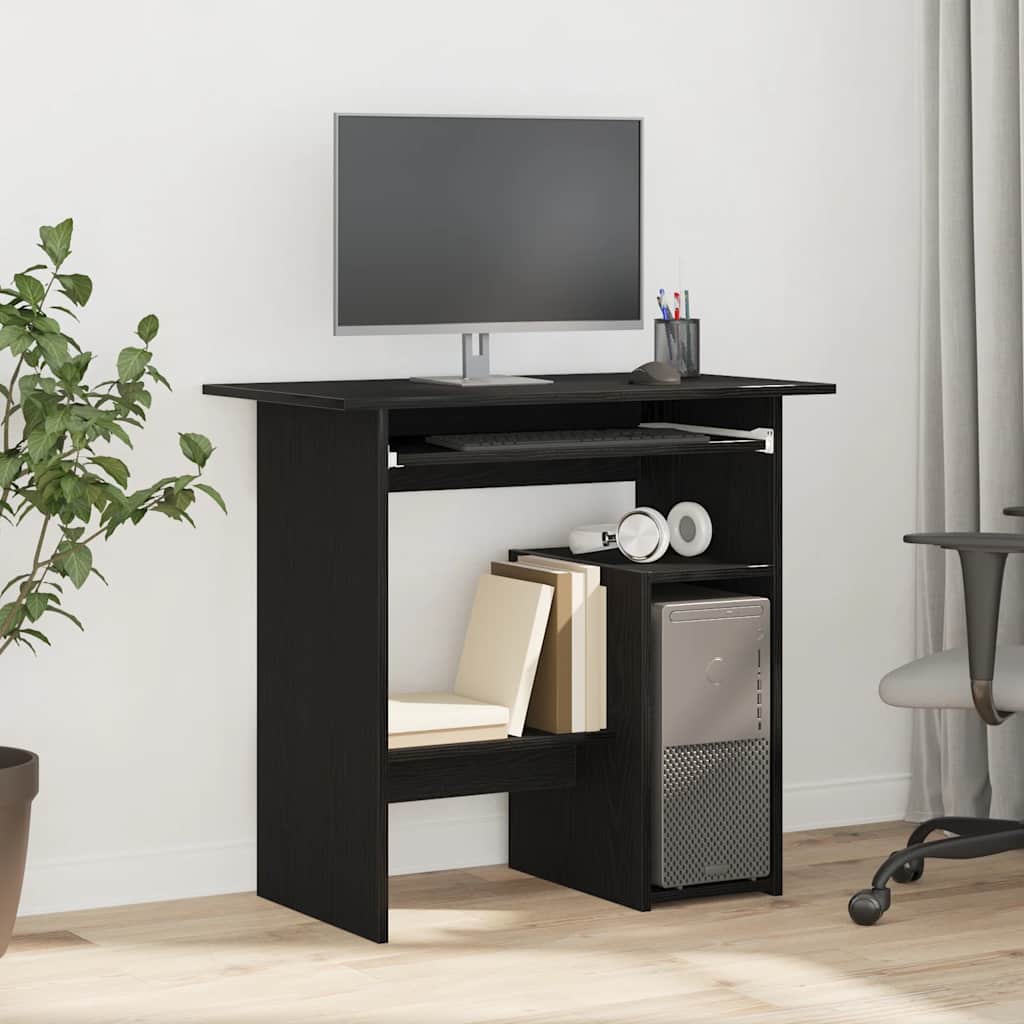 vidaXL Bureau noir aspect chêne 80x45x74 cm Bois d'ingénierie