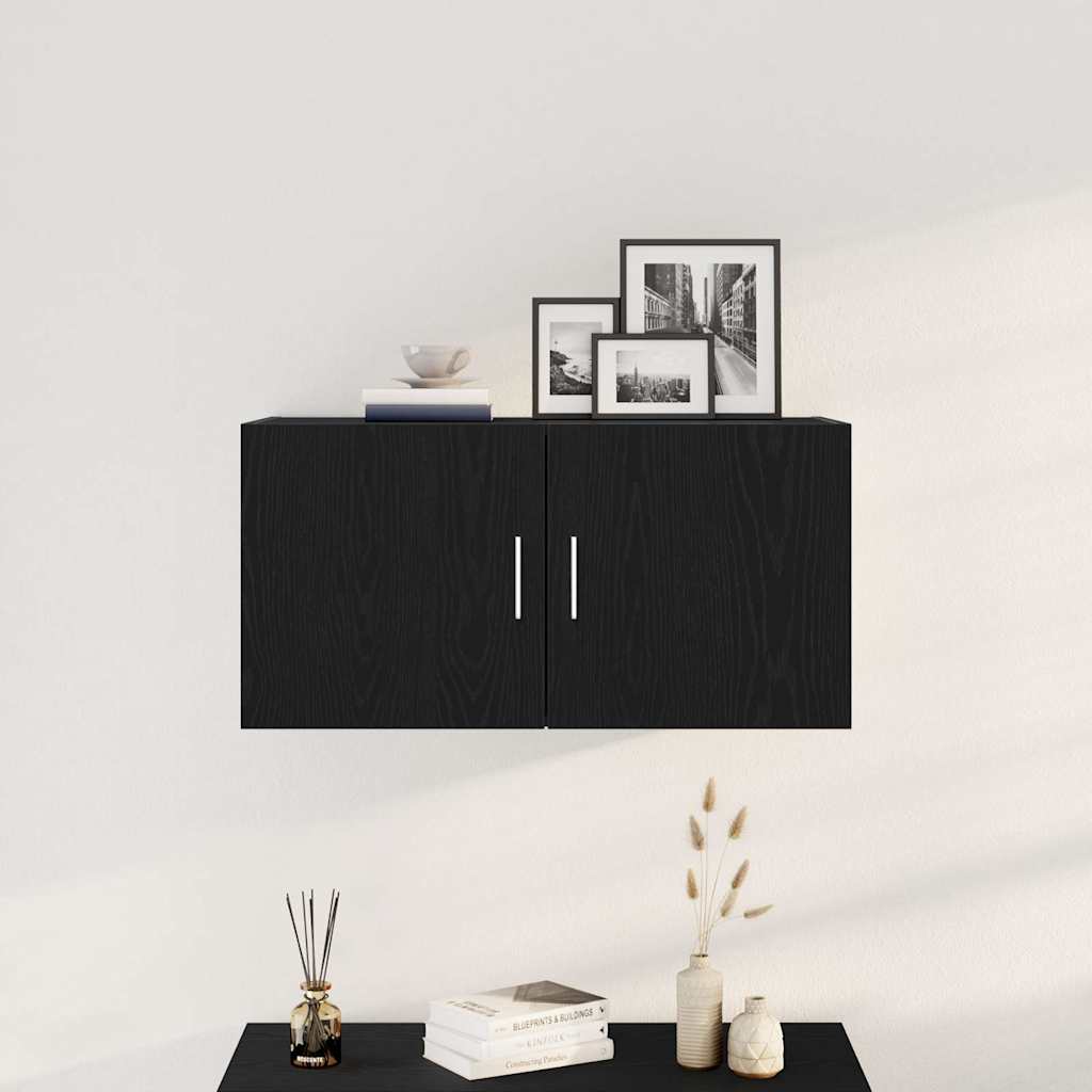 vidaXL Wandschrank Schwarz Eichen-Optik 80x39x40 cm Holzwerkstoff