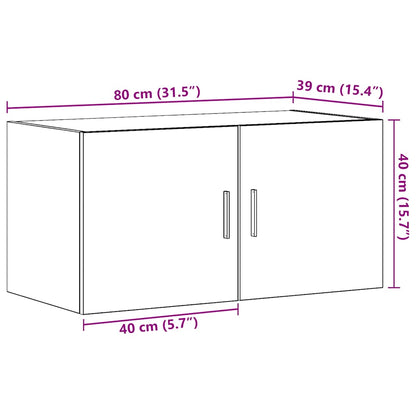 vidaXL Wandschrank Schwarz Eichen-Optik 80x39x40 cm Holzwerkstoff