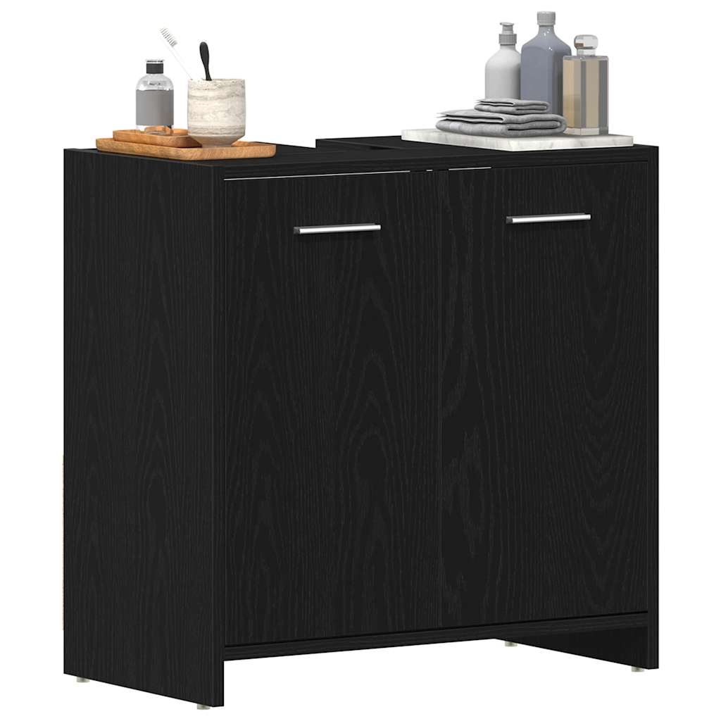 vidaXL Meuble sous-lavabo noir aspect chêne 60x33x60 cm