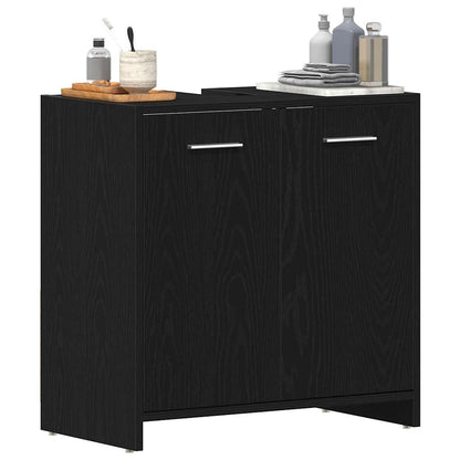 vidaXL Meuble sous-lavabo noir aspect chêne 60x33x60 cm