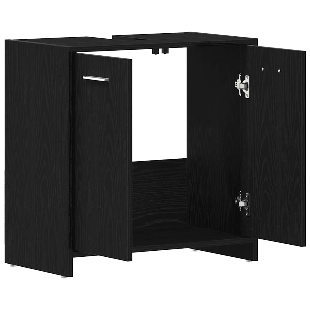 vidaXL Meuble sous-lavabo noir aspect chêne 60x33x60 cm