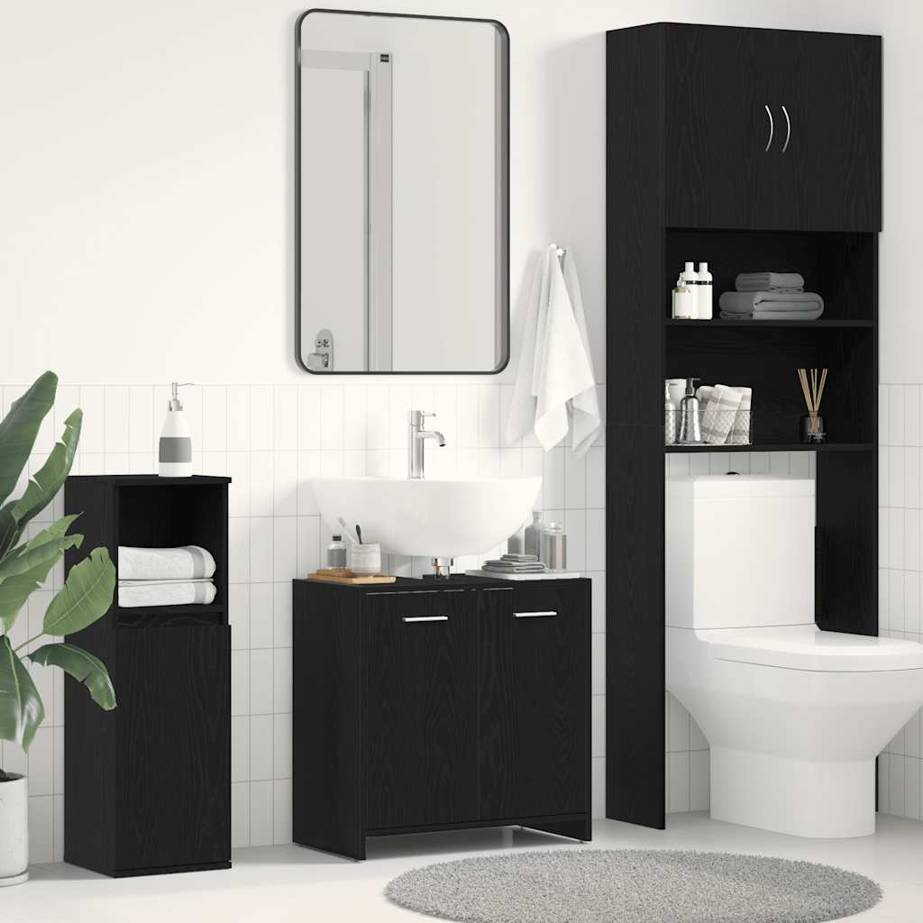 vidaXL Meuble sous-lavabo noir aspect chêne 60x33x60 cm