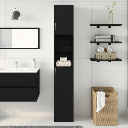 vidaXL Meuble haut de salle de bain noir aspect chêne 32x25,5x190 cm Bois d'ingénierie