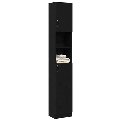 vidaXL Meuble haut de salle de bain noir aspect chêne 32x25,5x190 cm Bois d'ingénierie