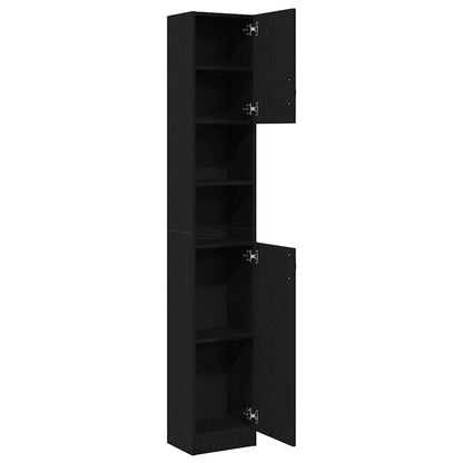 vidaXL Meuble haut de salle de bain noir aspect chêne 32x25,5x190 cm Bois d'ingénierie