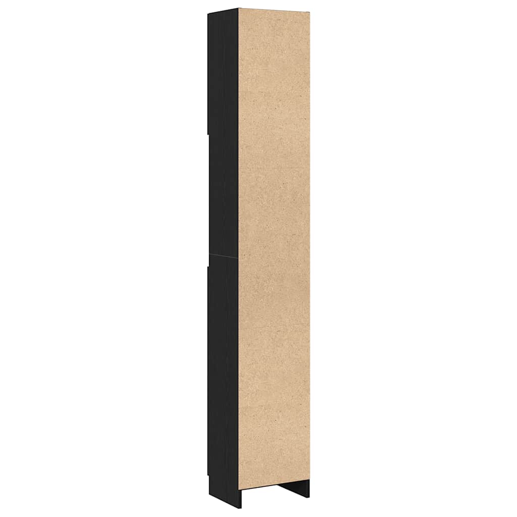 vidaXL Meuble haut de salle de bain noir aspect chêne 32x25,5x190 cm Bois d'ingénierie