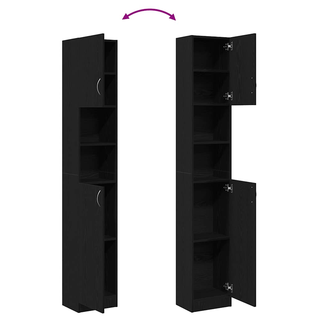 vidaXL Meuble haut de salle de bain noir aspect chêne 32x25,5x190 cm Bois d'ingénierie