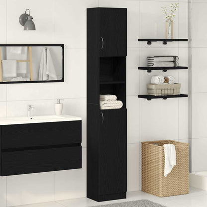 vidaXL Meuble haut de salle de bain noir aspect chêne 32x25,5x190 cm Bois d'ingénierie