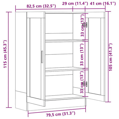 vidaXL Bücherschrank Schwarz Eichen-Optik 82,5x30,5x115 cm