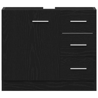 vidaXL Waschbeckenunterschrank Schwarz Eichen-Optik 63x30x54 cm