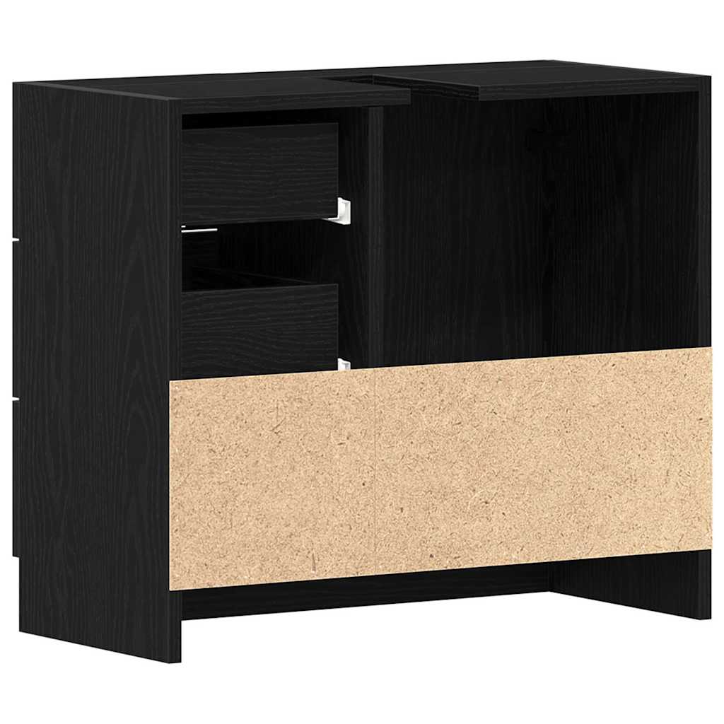 vidaXL Waschbeckenunterschrank Schwarz Eichen-Optik 63x30x54 cm