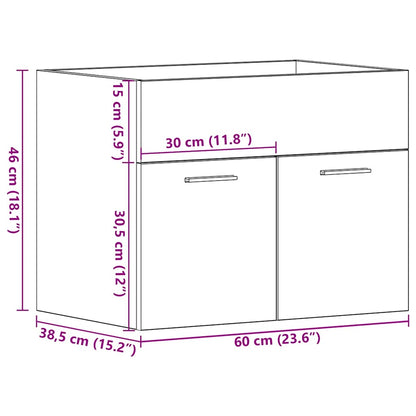 vidaXL Waschbeckenunterschrank Schwarz Eichen-Optik 60x38,5x46 cm