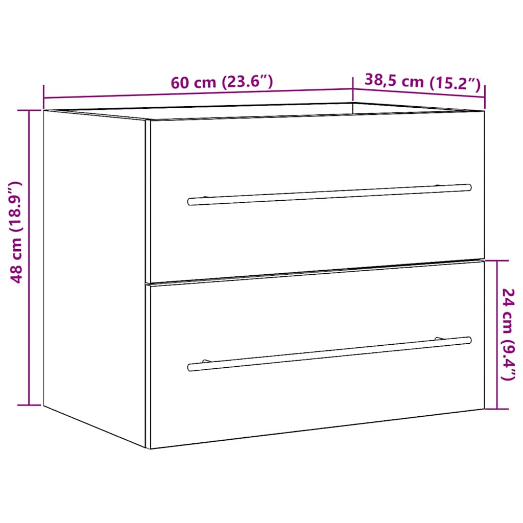 vidaXL Waschbeckenunterschrank Altholz-Optik 60x38,5x48 cm