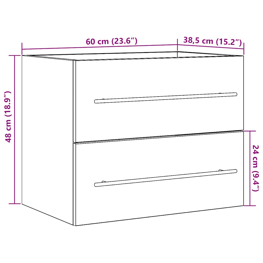 Meuble bas de lavabo chêne artisan 60x38,5x48 cm vidaXL