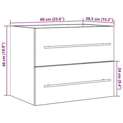 vidaXL Waschbeckenunterschrank Schwarz Eichen-Optik 60x38,5x48 cm