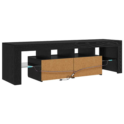TV-Schrank mit LED-Leuchten Schwarz Eichen-Optik 140x36,5x40 cm