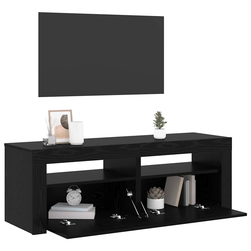 vidaXL TV-Schrank mit LED-Leuchten Schwarz Eichen-Optik 120x35x40 cm
