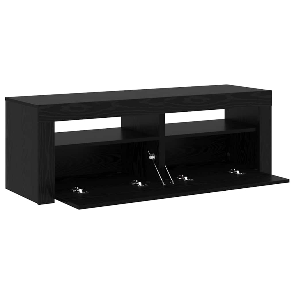 vidaXL TV-Schrank mit LED-Leuchten Schwarz Eichen-Optik 120x35x40 cm