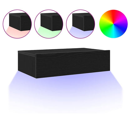 vidaXL Meubles TV avec lumières LED 2 pcs Chêne Noir 60x35x15,5 cm