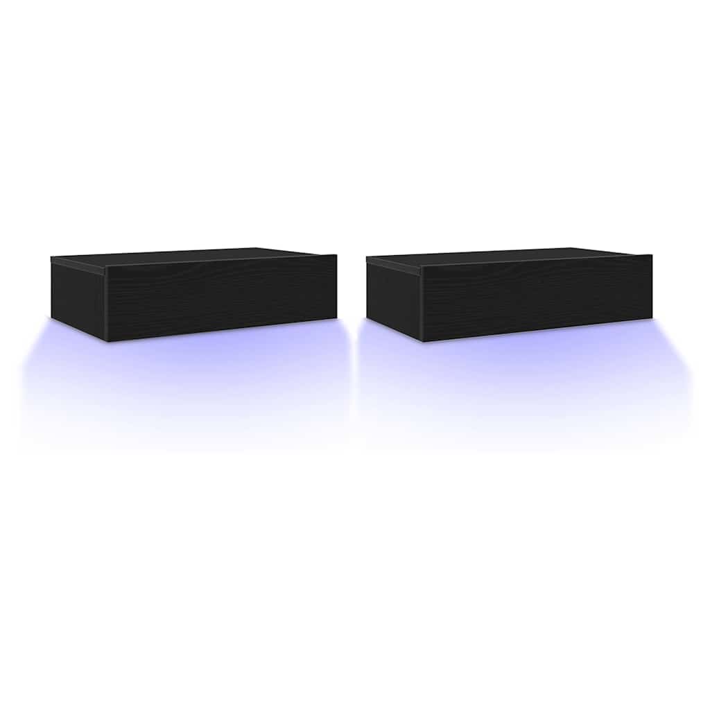 vidaXL Meubles TV avec lumières LED 2 pcs Chêne Noir 60x35x15,5 cm