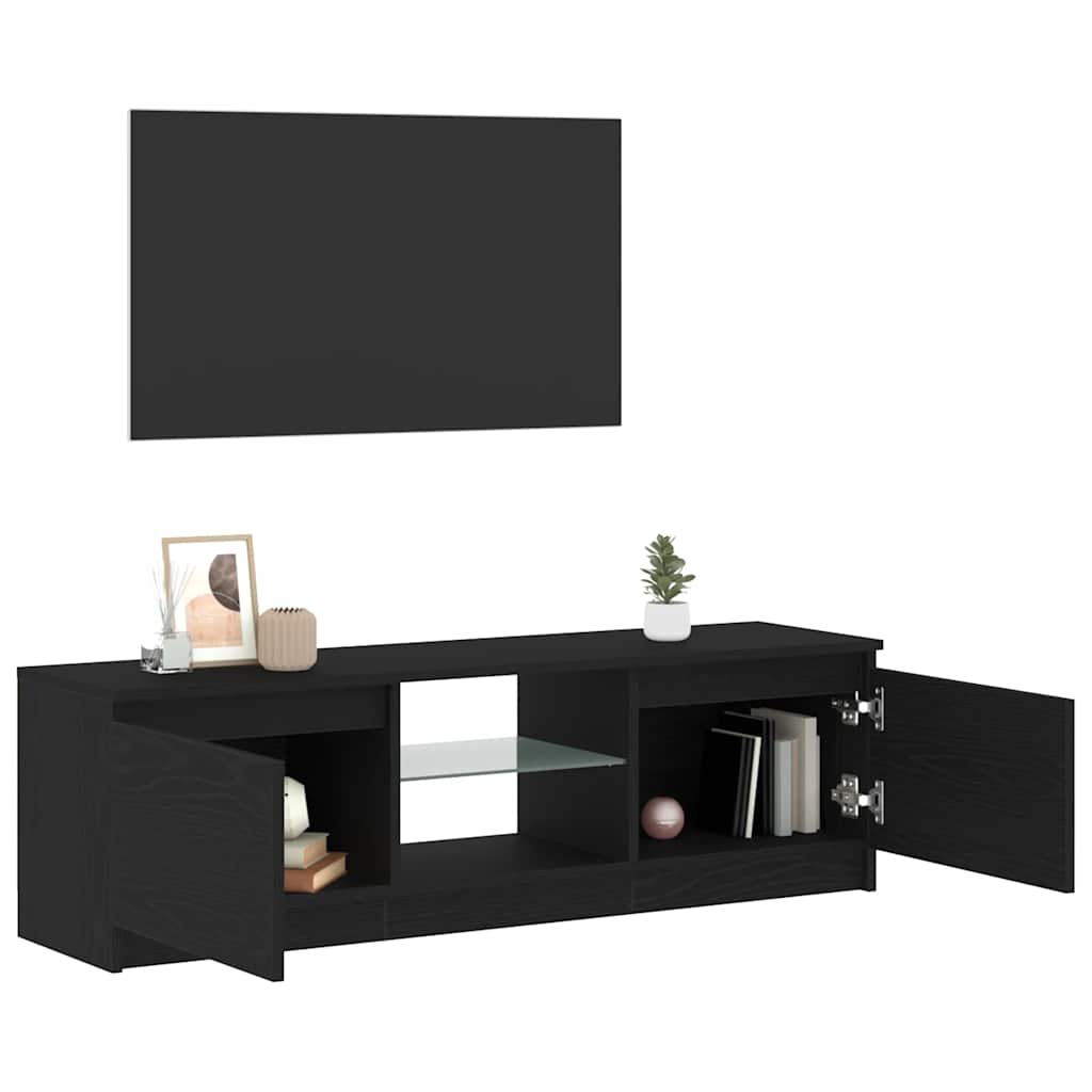 TV-Schrank mit LED-Leuchten Schwarz Eichen-Optik 120x30x36 cm