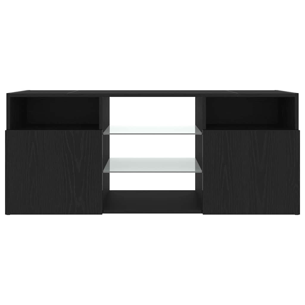 vidaXL TV-Schrank mit LED-Leuchten Schwarz Eichen-Optik 120x30x50 cm