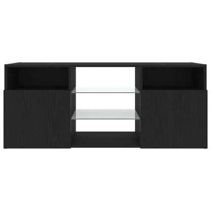vidaXL TV-Schrank mit LED-Leuchten Schwarz Eichen-Optik 120x30x50 cm