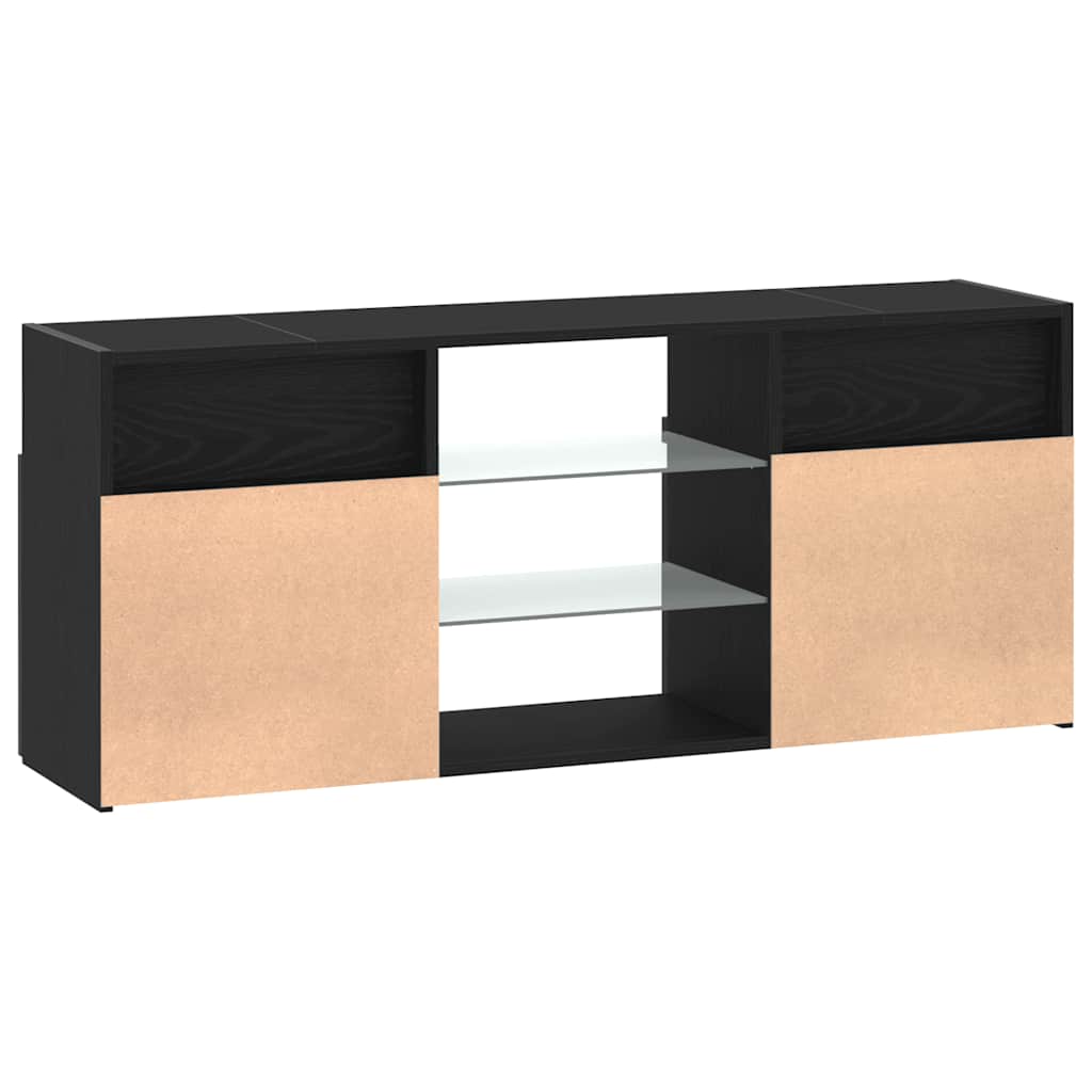 vidaXL TV-Schrank mit LED-Leuchten Schwarz Eichen-Optik 120x30x50 cm