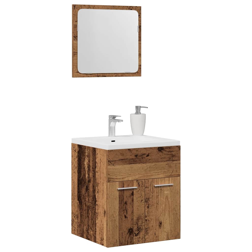 vidaXL Meuble de salle de bain 2 pcs en aggloméré aspect bois de récupération