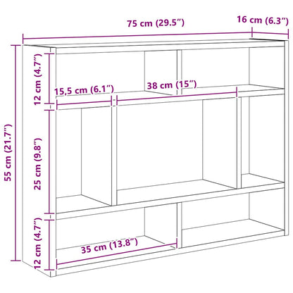 vidaXL Wandregal Altholz-Optik 75x16x55 cm Holzwerkstoff
