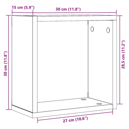 vidaXL Würfel-Wandregale 2 Stk. Schwarz Eichen-Optik 30x15x30 cm