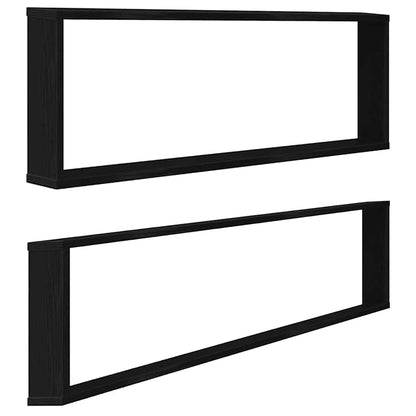 Würfelregale 2 Stk. Schwarz Eichen-Optik 100x15x30 cm