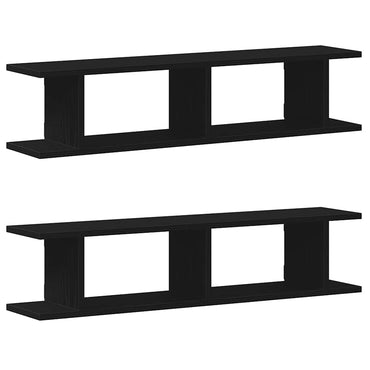 vidaXL Wandregale 2 Stk. Schwarz Eichen-Optik 90x18x20cm Holzwerkstoff