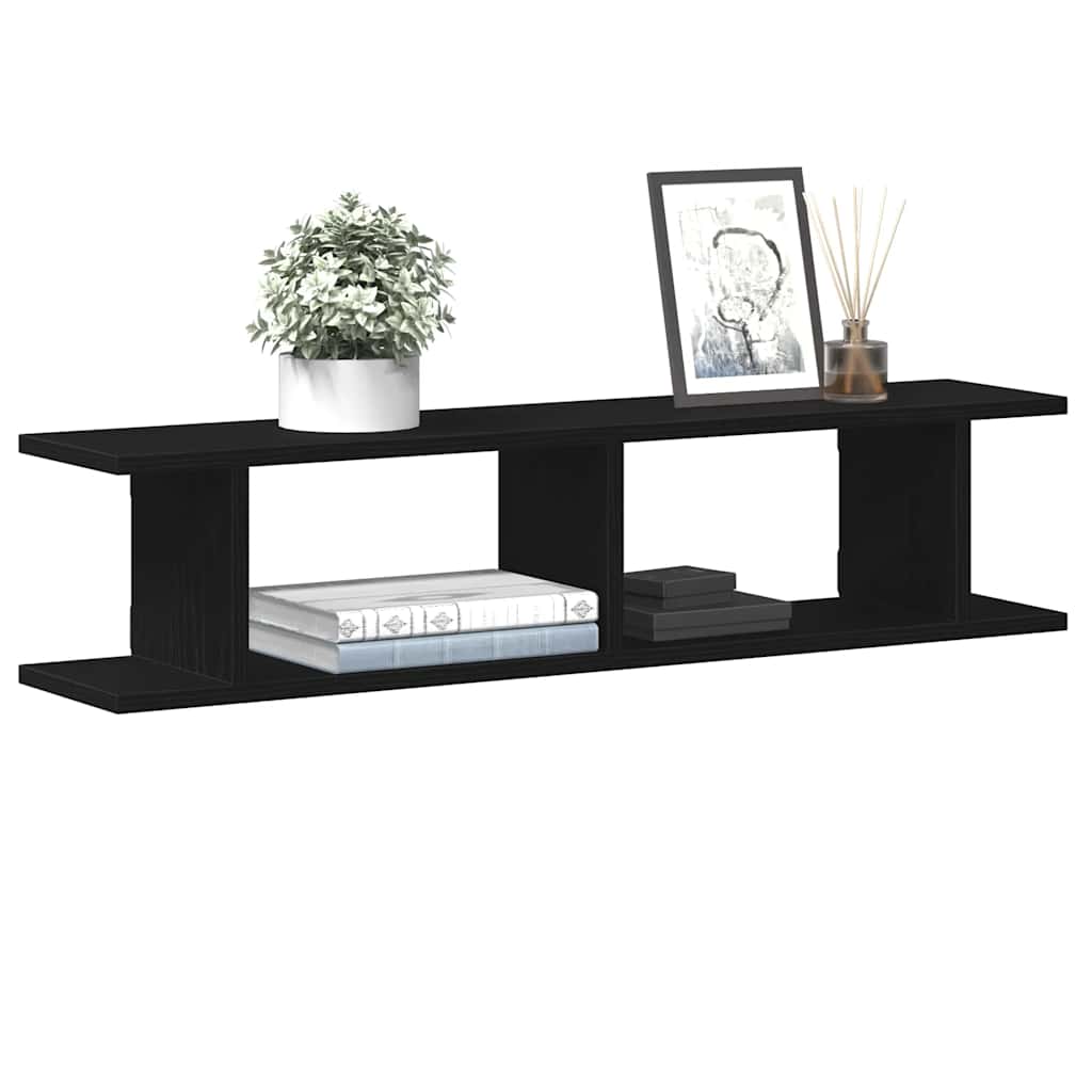 vidaXL Wandregale 2 Stk. Schwarz Eichen-Optik 90x18x20cm Holzwerkstoff