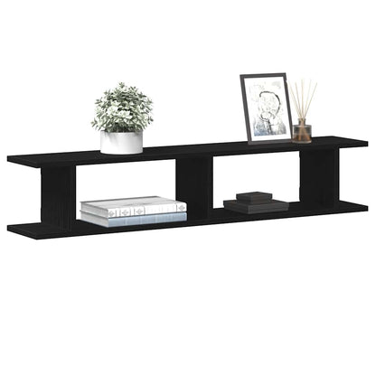 vidaXL Wandregale 2Stk. Schwarz Eichen-Optik 105x18x20cm Holzwerkstoff