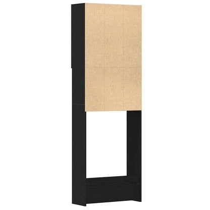 Waschmaschinenschrank Schwarz Eichen-Optik 64x25,5x190 cm