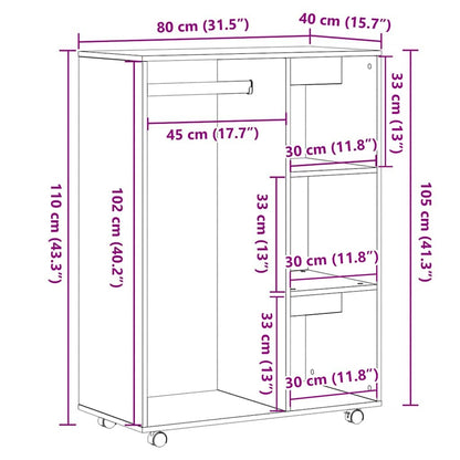Kleiderschrank Schwarze Eiche 80 x 40 x 110 cm Holzwerkstoff