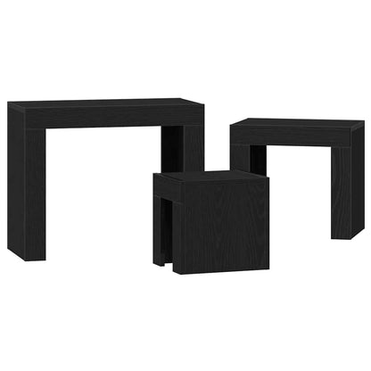 vidaXL Satztische 3 pcs Schwarz Eichen-Optik Holzwerkstoff