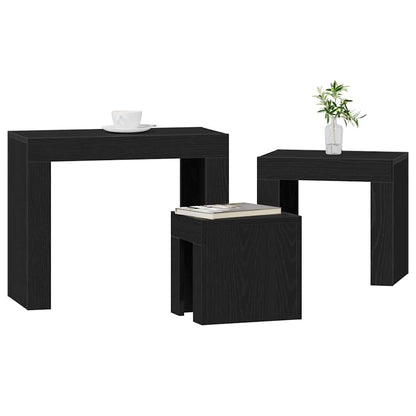vidaXL Satztische 3 pcs Schwarz Eichen-Optik Holzwerkstoff