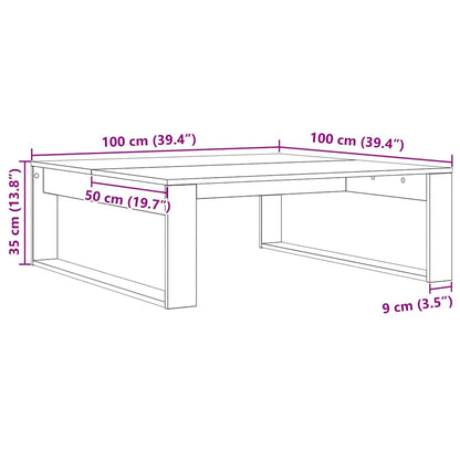 vidaXL Couchtisch Schwarz Eichen-Optik 100 x 100 x 35 cm Holzwerkstoff