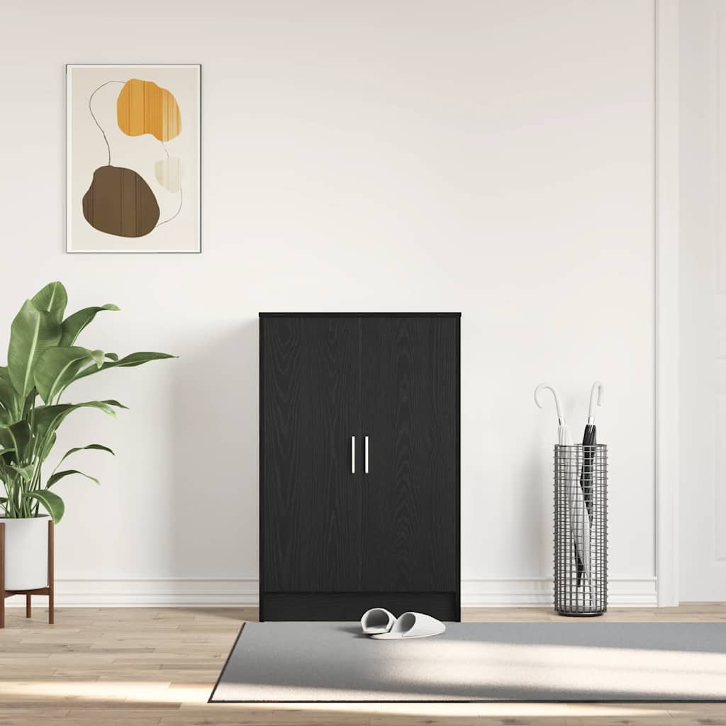 Schuhschrank Schwarz Eichen-Optik 60x35x92 cm Holzwerkstoff
