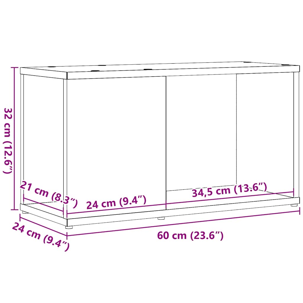 vidaXL TV-Schrank Schwarz Eichen-Optik 60x24x32 cm Holzwerkstoff