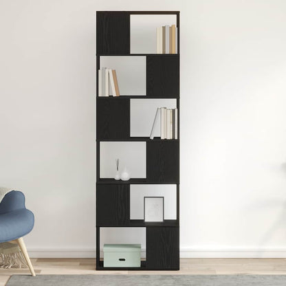 vidaXL Bücherregal/Raumteiler Schwarz Eichen-Optik 60x24x186 cm