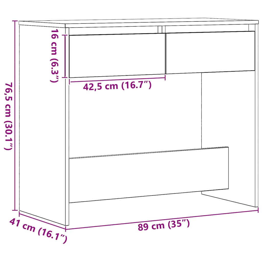 vidaXL Konsolentisch Schwarz Eichen-Optik 89x41x76,5 cm Holzwerkstoff