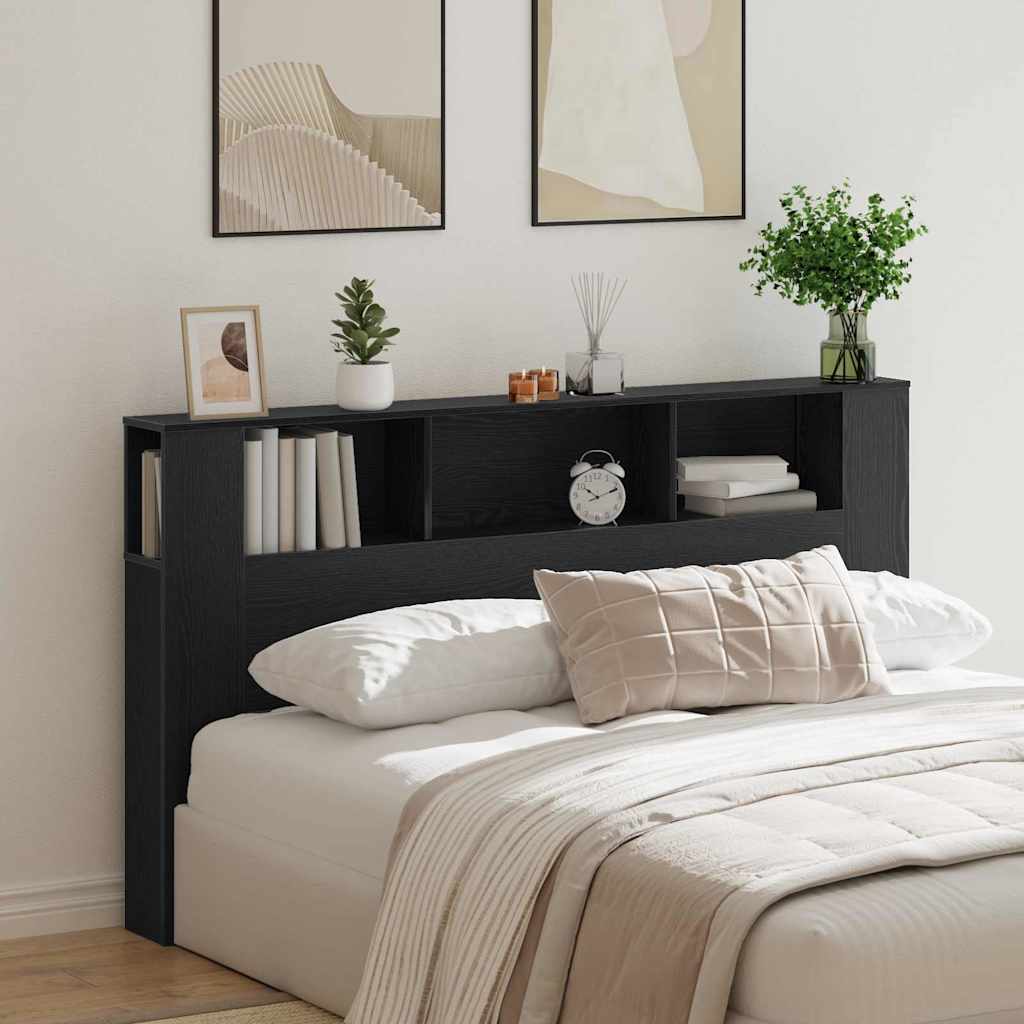 vidaXL Kopfteil Schrank Schwarz Eichen-Optik 180 x 18.5 x 102.5 cm